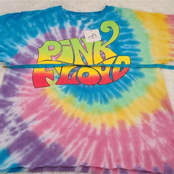 Pink Floyd Rainbow Colorful Tie Dye Cropped Logo Graphic Tee NWT SZ M - Picture 4 of 8